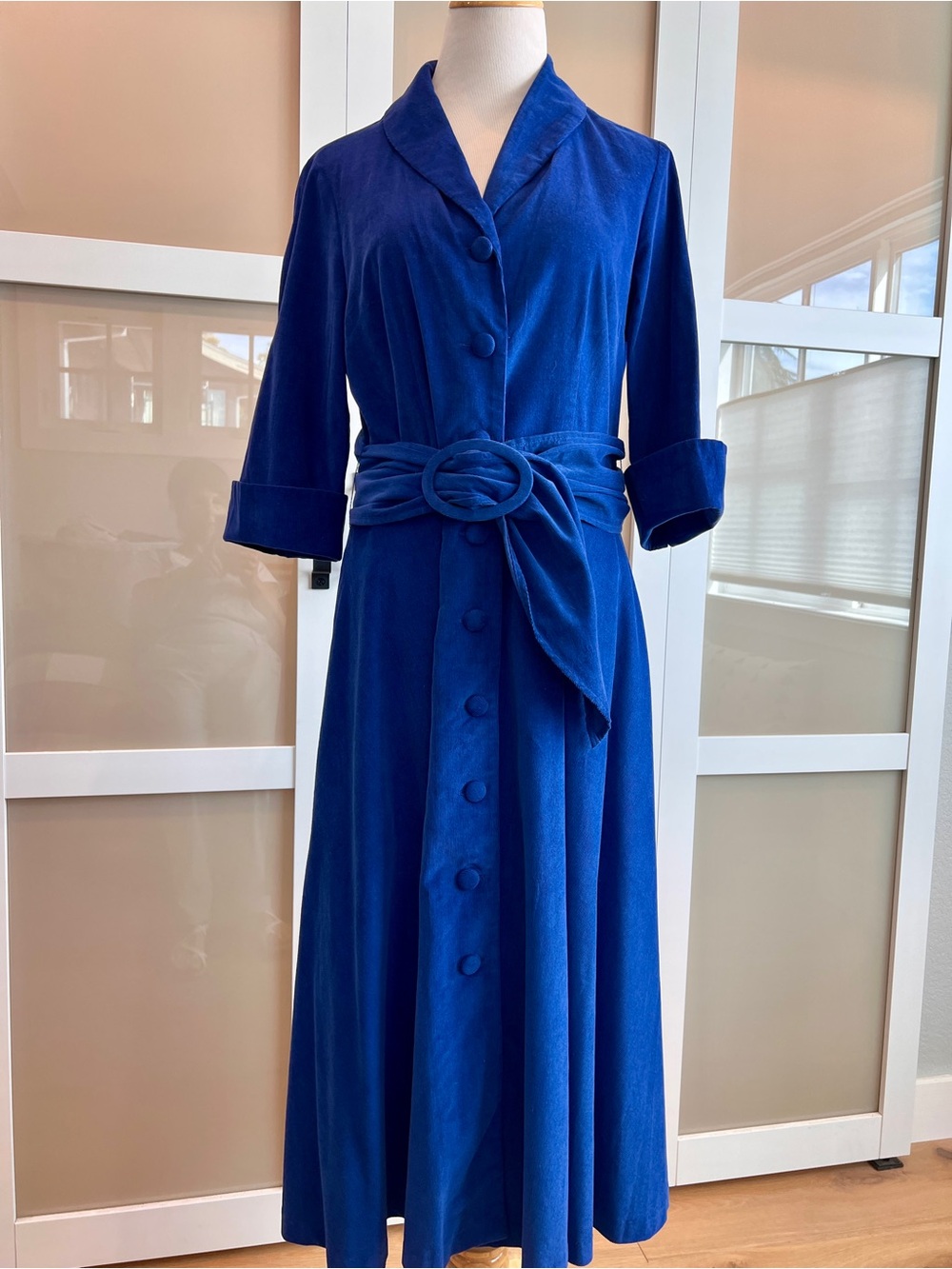 J. Peterman’s 1940s Corduroy Dress in Cobalt Blue